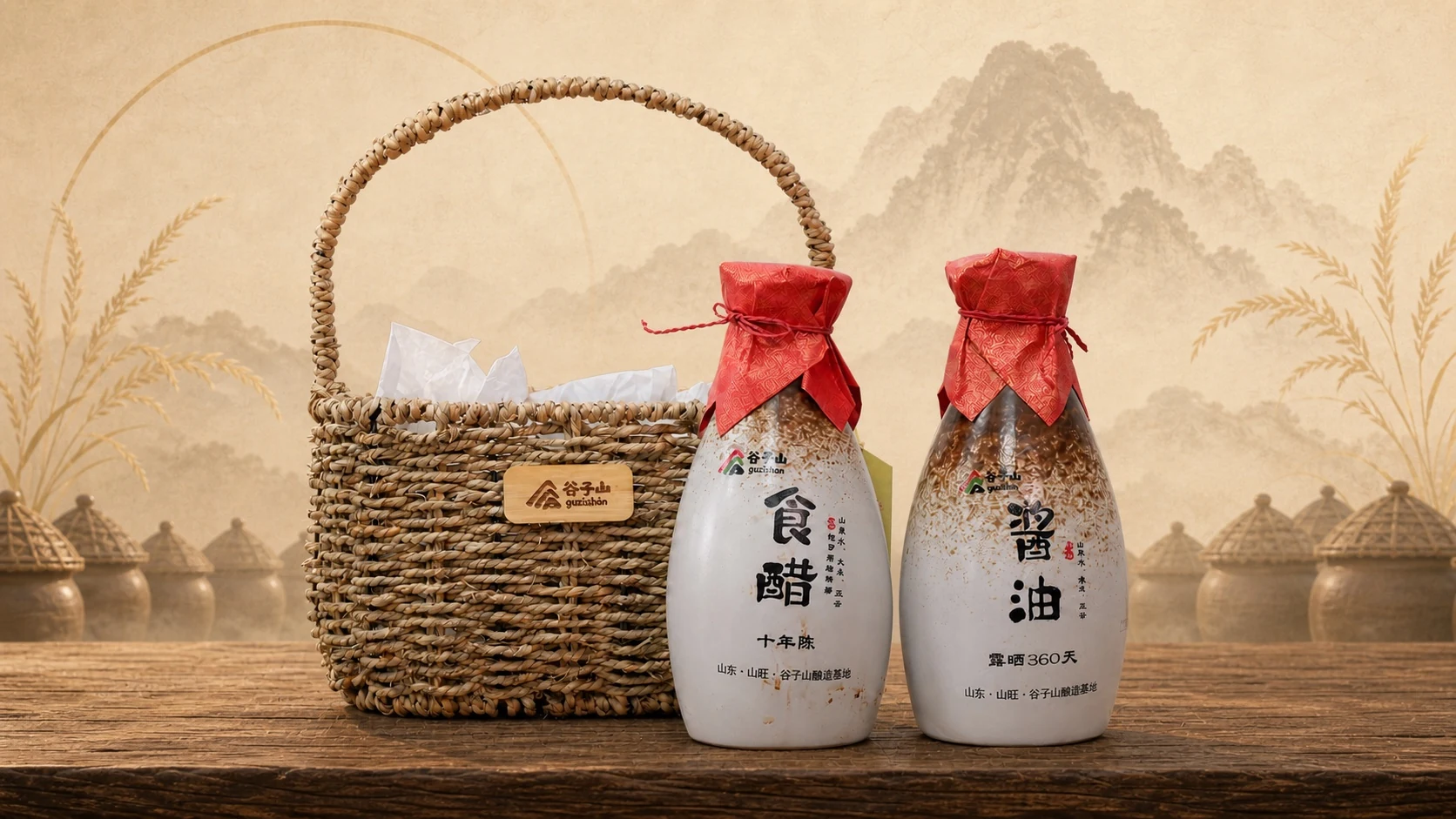 谷子山食醋与酱油私藏定制礼篮